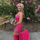 Spaghetti Straps Long Prom Dress With Lace-up Back Sequins Evening Dress Y35