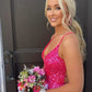 Spaghetti Straps Long Prom Dress With Lace-up Back Sequins Evening Dress Y35
