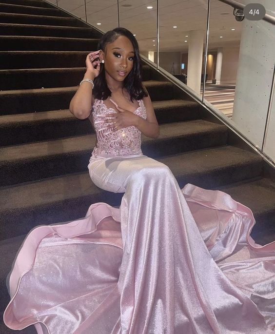 Elegant Mermaid Pink Long Evening Dress,Sexy Pink Evening Gown Y1367