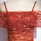 Burgundy tulle long A line prom dress evening dress s75