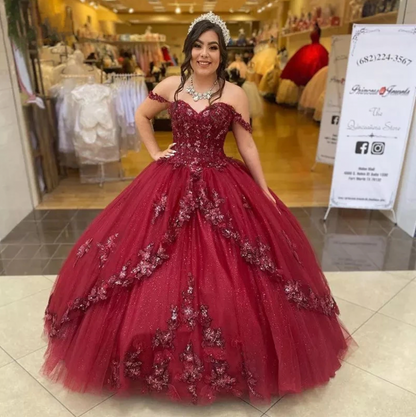 Off the Shoulder Pageant Gown Sweet 16 Dress Birthday Dresses,Sparkly Ball Gown Y1111