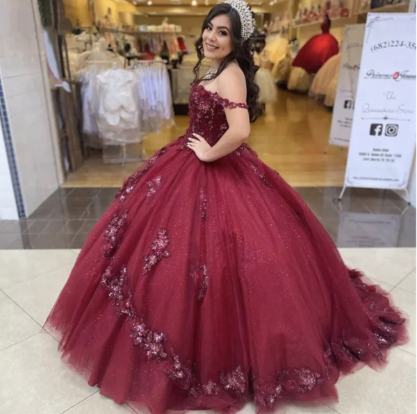 Off the Shoulder Pageant Gown Sweet 16 Dress Birthday Dresses,Sparkly Ball Gown Y1111