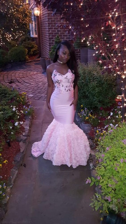 Classy Pink Mermaid Evening Dress,Charming Pink Evening Gown Y940