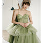 Straps sage green ball gown spring formal prom dress S21224