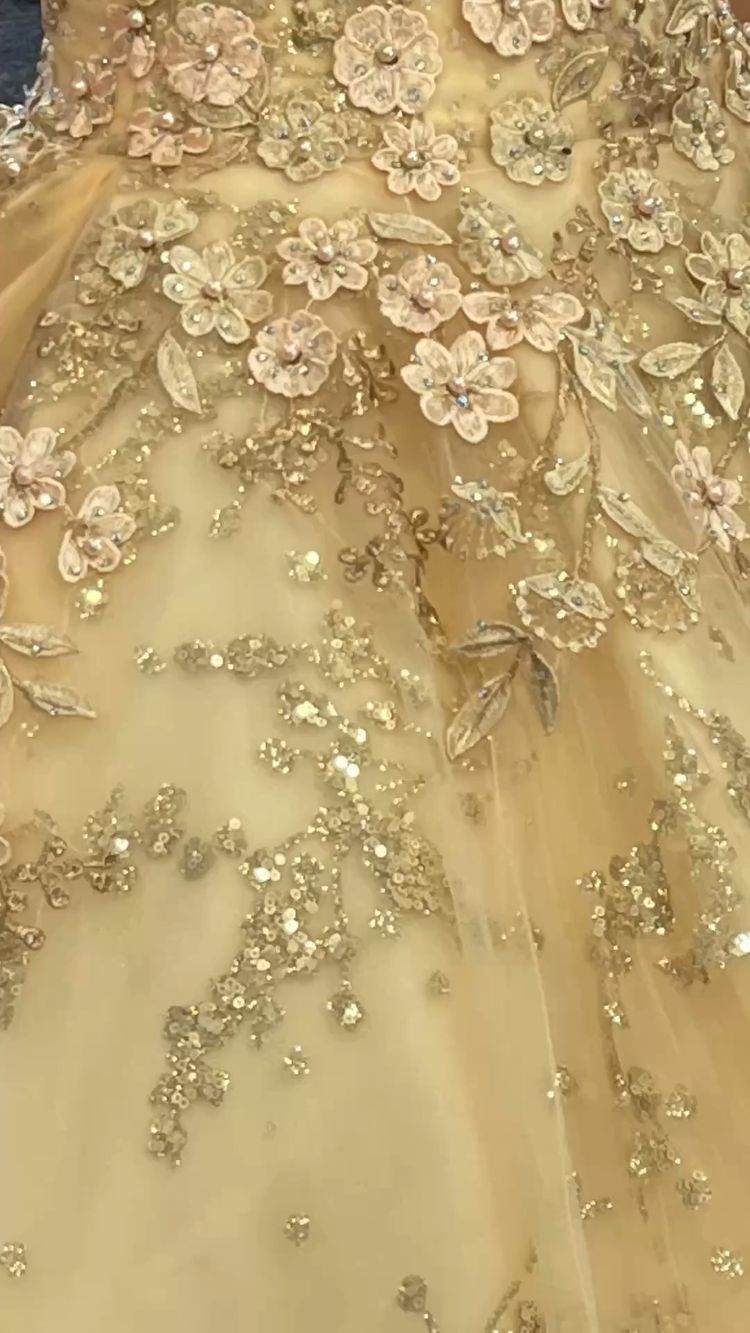 Luxurious Champagne V Neck Quinceanera Dress Princess Dress Champagne Ball Gown Y593